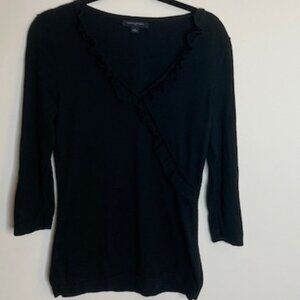 Banana Republic Black Classic Crossover Ruffle Sweater - Size S